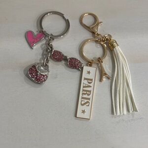 Chic Pink and Silver Keychain with Charms